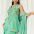 Turquoise blue printed crepe sharara