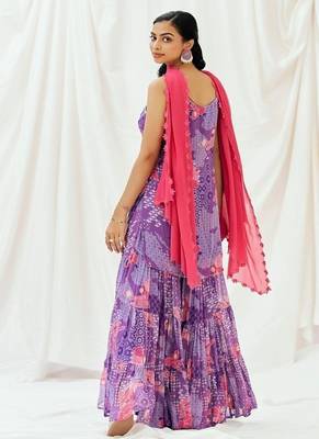 Violet embroidered georgette sharara 2