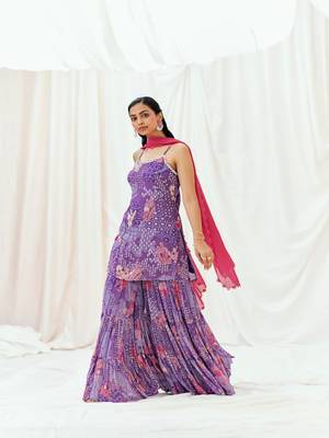 Violet embroidered georgette sharara 5