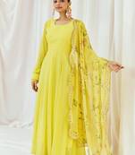 Yellow plain georgette anarkali