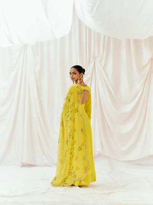 Yellow plain georgette anarkali 2
