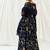 Navy blue printed georgette anarkali