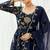 Navy blue printed georgette anarkali