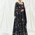 Navy blue printed georgette anarkali