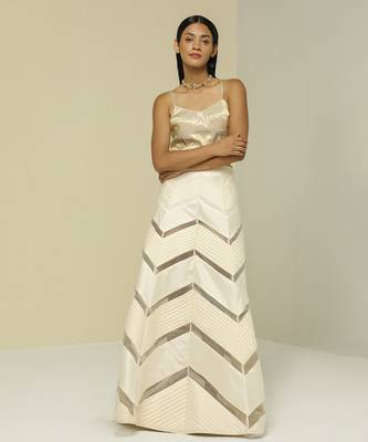 White plain silk jacket set 1