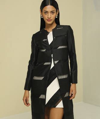 Black plain silk jacket 1