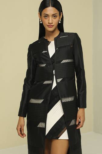 Black plain silk jacket