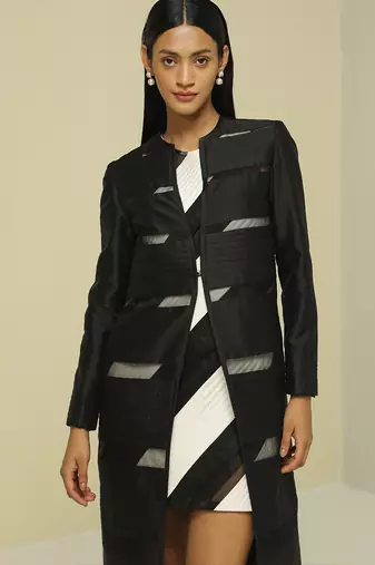 Black plain silk jacket