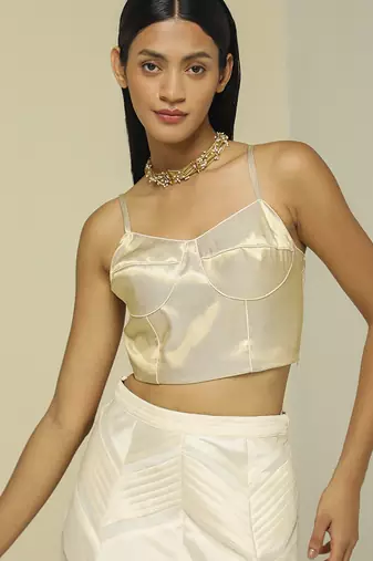 White plain silk jacket set