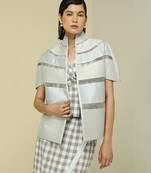 Blue plain silk jacket