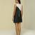 Black & white plain silk short dress