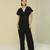 Black plain crepe jumpsuit