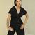 Black plain crepe jumpsuit