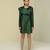 Green plain silk short dress