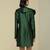 Green plain silk short dress