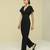 Black plain crepe jumpsuit