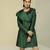 Green plain silk short dress