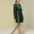 Green plain silk short dress