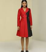 Red plain silk short dress