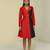 Red plain silk short dress