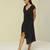 Black plain linen short dress