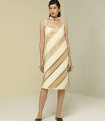 White & gold plain silk short dress
