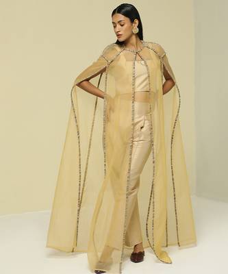 Black plain silk cape set 4
