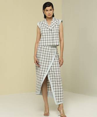 White printed cotton jacket set 1