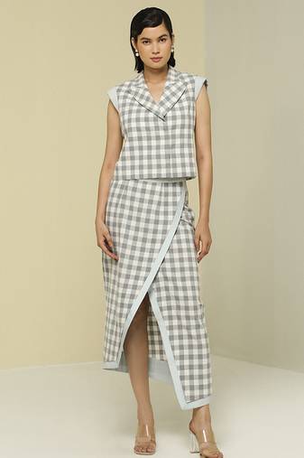 White printed cotton jacket set