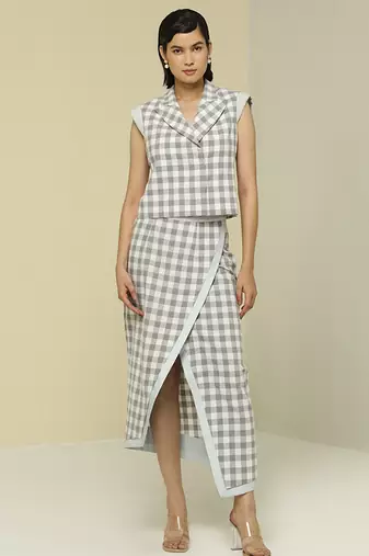 White printed cotton jacket set
