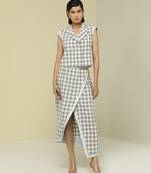 White printed cotton jacket set