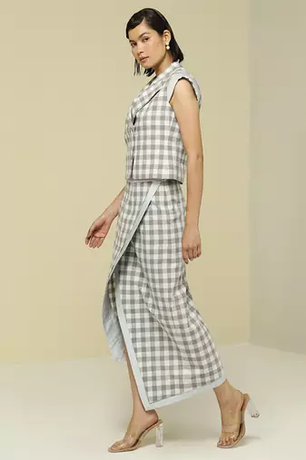 White printed cotton jacket set