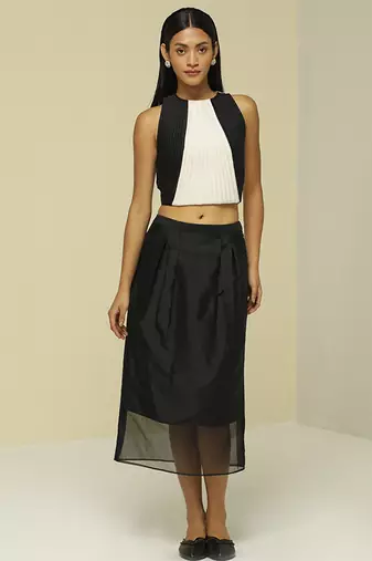 Black plain silk co ord set