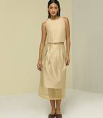 Beige plain silk co ord set