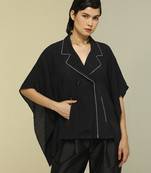 Black plain silk kaftan