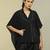 Black plain silk kaftan
