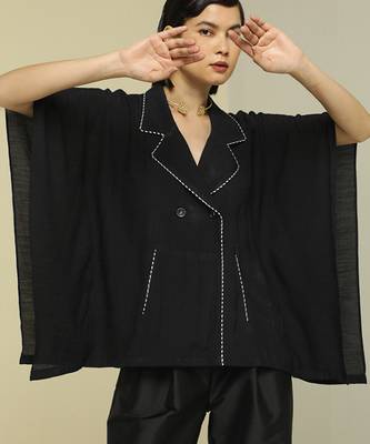 Black plain silk kaftan 3