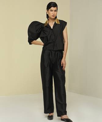 Gold plain silk co ord set 1