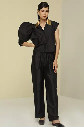 Gold plain silk co ord set