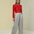 Red plain silk jacket set