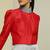 Red plain silk jacket set