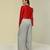 Red plain silk jacket set