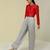 Red plain silk jacket set