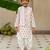 Red cotton printed kurta dhoti and jacket for boys