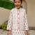 Red cotton printed kurta dhoti and jacket for boys