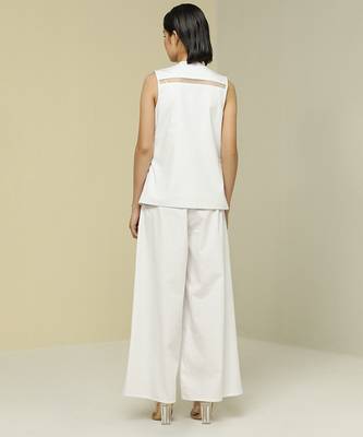 White plain cotton jacket set 3