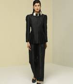 Black plain silk jacket set