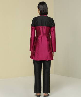 Pink plain silk jacket set 2