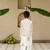 White cotton printed kurta dhoti and jacket for boys