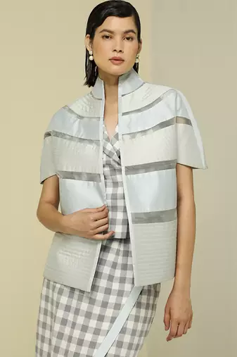 White plain silk jacket set